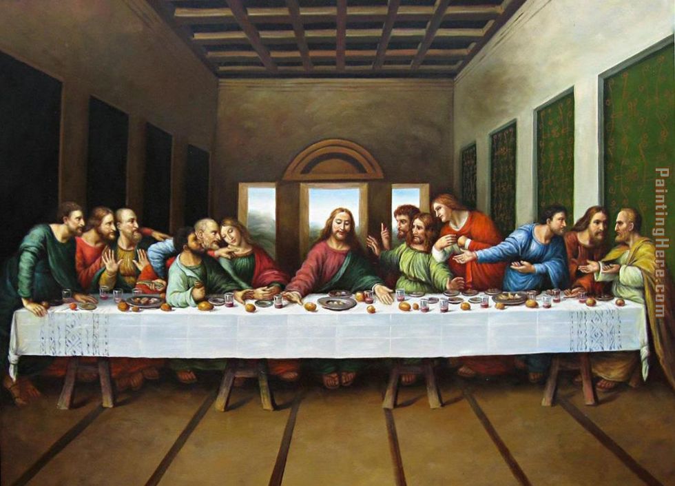 original picture of the last supper painting - Leonardo da Vinci original picture of the last supper art painting